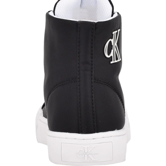 Calvin Klein Black and White Logo High Top Fashion Sneakers - Picture 5 of 5